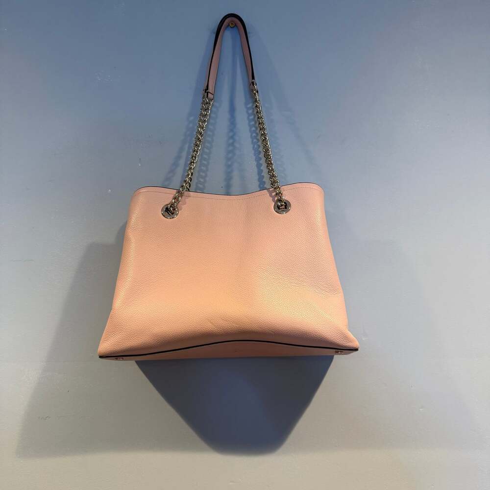 Kate Spade New York Blush Pink Pebbled Leather Tote Bag Chain Shoulder Strap - Picture 2 of 12